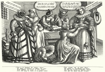Desenho animado sobre fantasia de mulher, início do século XVII (gravura) de German School