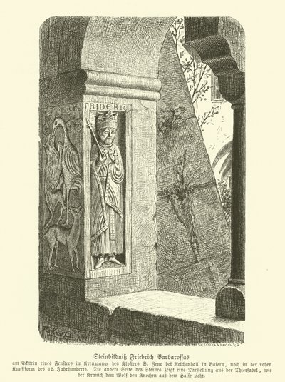 Imagem gravada em pedra de Frederico Barbarossa, Santo Imperador Romano (gravura) de German School