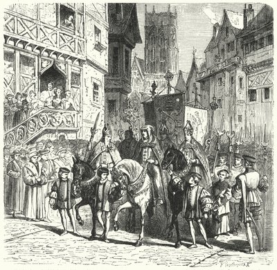 Prelados católicos retornando à Inglaterra sob o reinado de Maria I (gravura) de German School