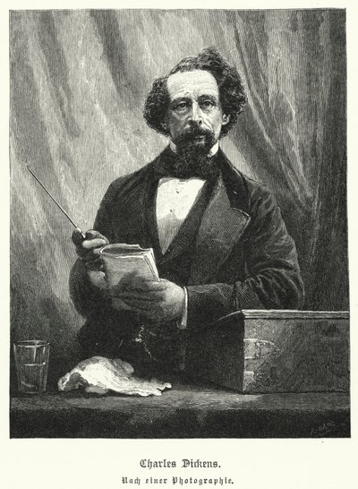 Charles Dickens, romancista inglês (litho) de German School