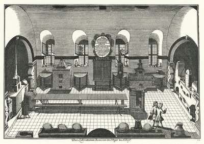 Laboratório de Química da Universidade de Altdorf (gravura) de German School