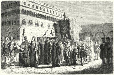 Procissão infantil em Florença sob o domínio de Girolamo Savonarola (gravura) de German School