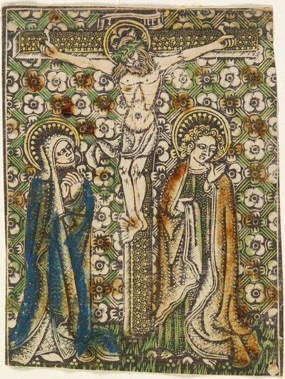 Cristo na cruz com Maria e São João, c.1460 (metalcut) de German School