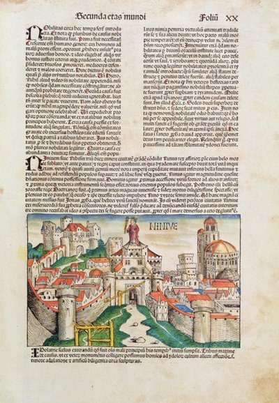 Cidade de Nínive, de &39;Liber Chronicarum&39; por Hartmann Schedel (1440-1514) 1493 (cor xilogravura) de German School