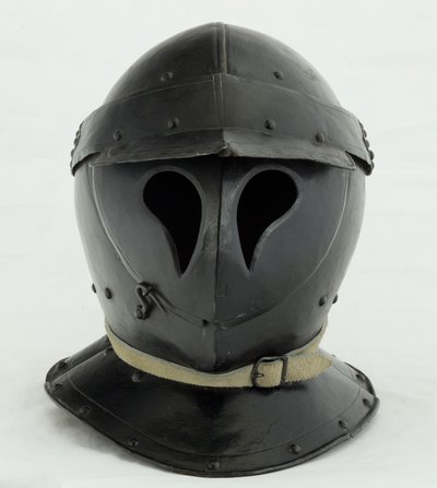 Burgonet fechado da forma &39;Totenkopf&39;, início do século 17 (ferro e tinta preta com couros modernos) de German School