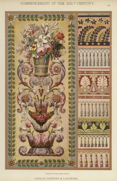 Início do século XIX, Tapeçaria e Rendas de Gobelim (cor litho) de German School