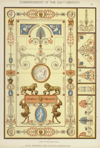 Início do século XIX, Pintura de paredes e decoração de tectos (cor litho) de German School