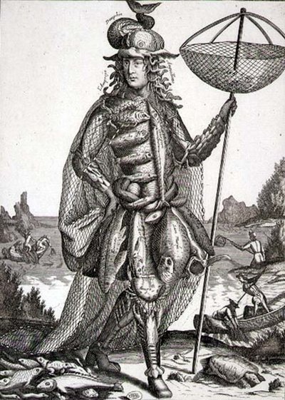 Fantasia para um pescador, pub. por Gerard Valck (1651-2-1726) c.1690 (gravura) de German School