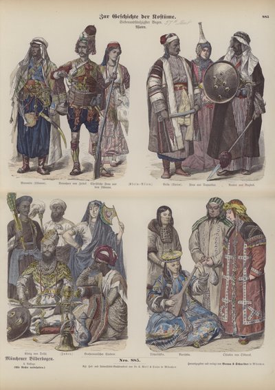 Fantasias da Ásia (gravura colorida) de German School