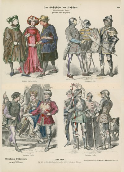 Trajes da Borgonha e da Holanda, do século XV de German School