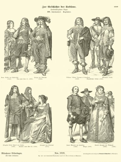 Trajes da nobreza inglesa, século XVII de German School