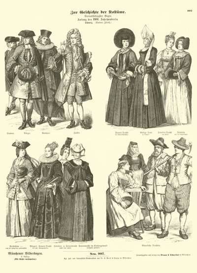 Figurinos do cantão suíço de Zurique, início do século XVIII de German School
