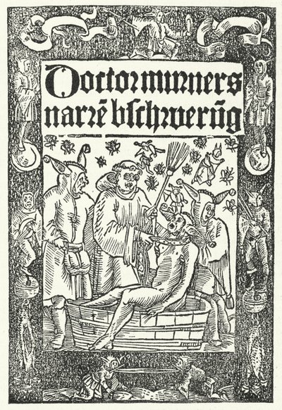 Capa da obra de Thomas Murner Die Narrenbeschworung (gravura) de German School