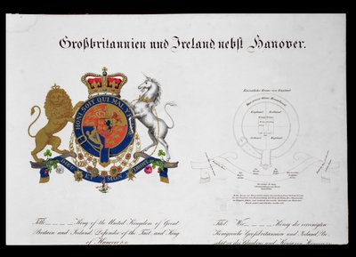 Crista do Rei do Reino Unido da Grã-Bretanha e Irlanda, Defensor da Fé e Rei de Hanôver (c.1801-37) (ver também 111319) de German School