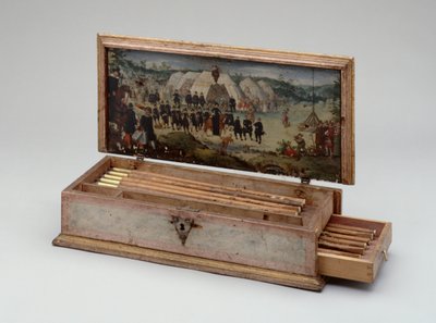 Caixa de parafusos de besta pertencente ao Príncipe Otto von Hesse, 1615 (madeira pintada) (ver também 312141-43) de German School