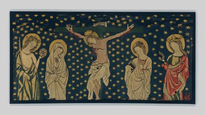 Crucificação, feita em Constança, c.1325-50 (linho, lã e seda) de German School