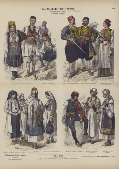 Fantasias Dalmácias, finais do século XIX (gravura colorida) de German School