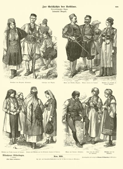 Trajes dálmatas, final do século XIX de German School