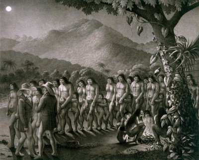 Dança da Tribo Puri, ilustração do Atlas de uma Viagem no Brasil de German School