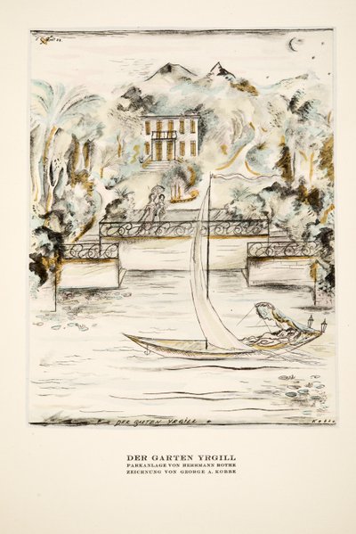 Der Garten Yrgill, de Styl, pub.1922 (gravura em pochoir) de German School