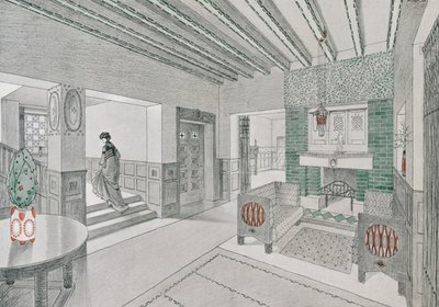 Projeto para uma sala de estar por Valentin Mink, 1906. de German School