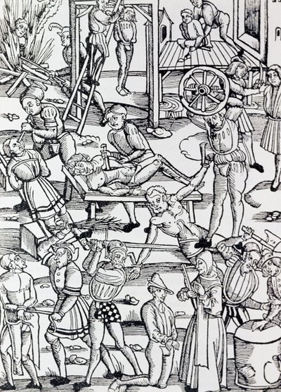 Diferentes formas de punição utilizadas na Alemanha em 1500 para vários crimes, Engraving, Alemanha de German School