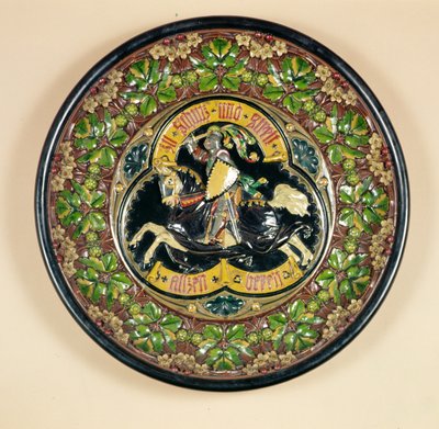 Prato com decoração em relevo, por Bichweiler de Hamburgo, 1880 (louça de barro) de German School
