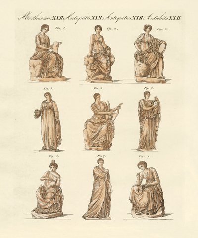Divindades dos gregos e romanos (gravura colorida) de German School