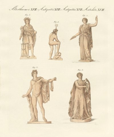 Divindades dos gregos e romanos (gravura colorida) de German School