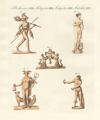 Divindades dos gregos e romanos (gravura colorida) de German School