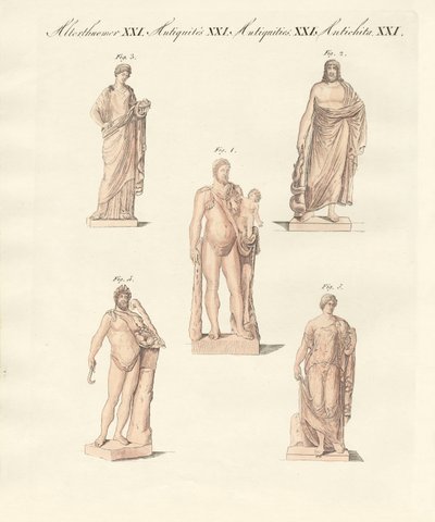 Divindades dos gregos e romanos (gravura colorida) de German School