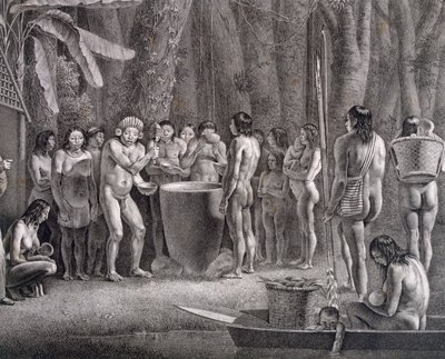 Festival de beber da tribo dos Coroados, c.1835-50 de German School