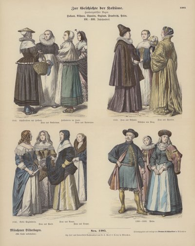 Holandês, Boémio, Espanhol, Inglês, Francês e Polaco, fatos de German School