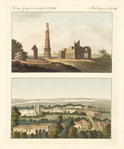 Edifícios das Índias Orientais (gravura colorida) de German School