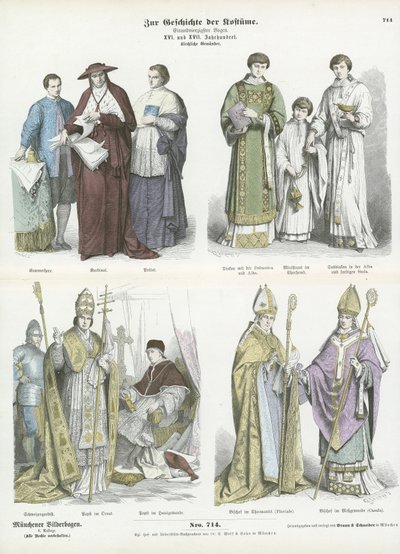 Trajes eclesiásticos, séculos XVI e XVII de German School