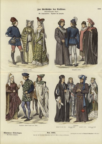 Trajes ingleses e franceses, século XV de German School