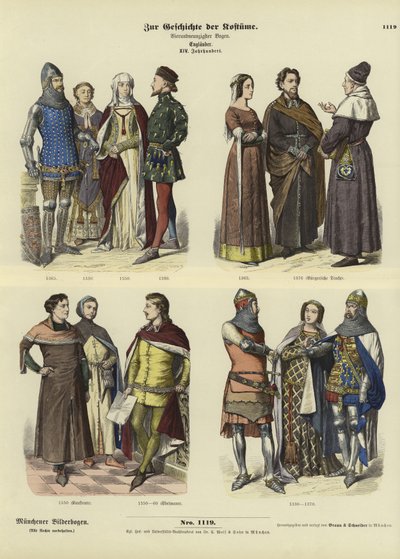 Trajes ingleses, século 14 de German School