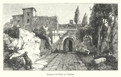 Entrada no Túmulo dos Scipios, Roma (gravura) de German School