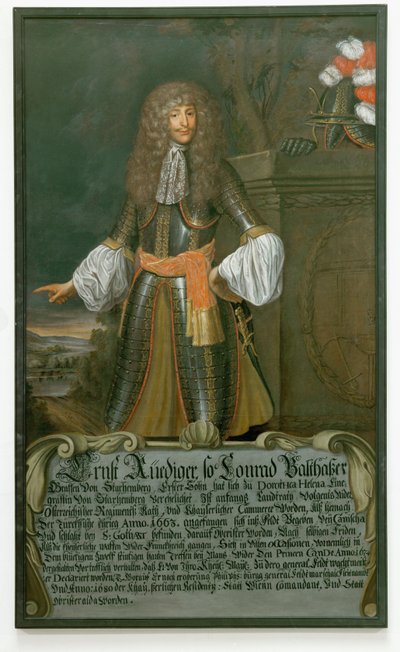 Ernst Ruediger, conde de Starhemberg, marechal de campo e comandante de Viena durante o cerco turco de 1683 ... (óleo sobre tela) de German School