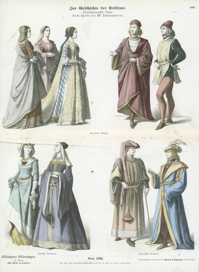 Trajes europeus, do século 15 de German School
