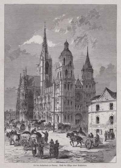 Catedral de Evreux, Normandia, França (gravura) de German School