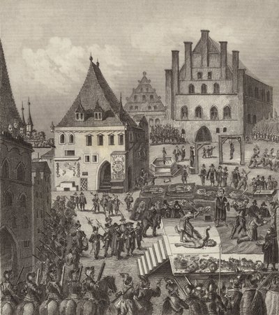 Execução de líderes rebeldes protestantes checos em Praga de German School