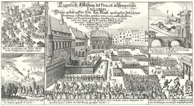 Execução de membros da Revolta Protestante Boémia na Praça da Cidade Velha, Praga de German School
