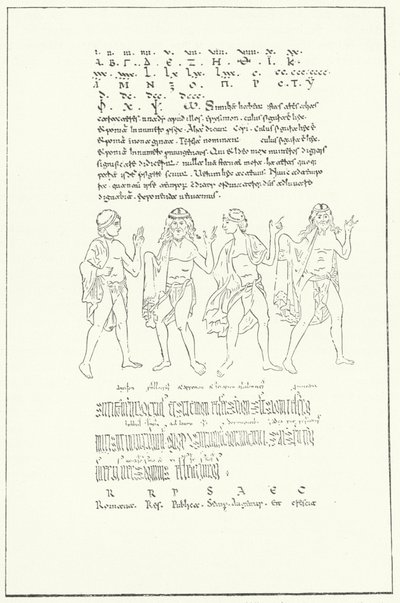 Fac-símile de uma página de De Temporibus (On Time) da Venerável Bede (gravura) de German School