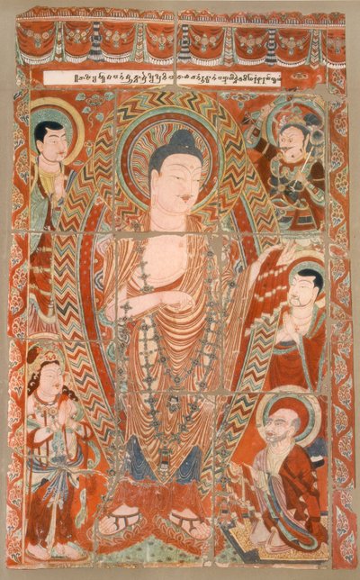 Fac-símile das pinturas do templo das cavernas agora no Museu Koeniglichen, Berlim, final do século XIX e início do século XX de German School