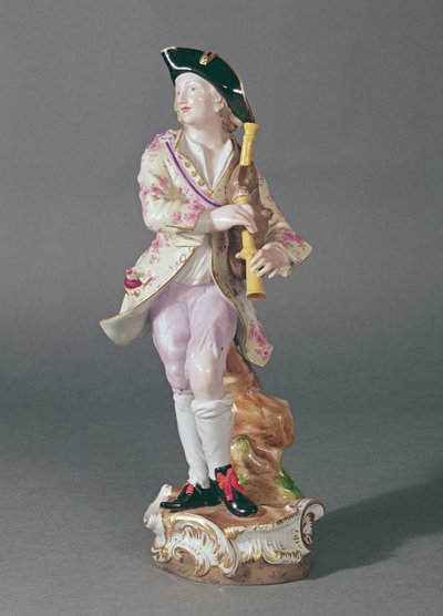 Figura de um galante com tubos, Meissen, c.1850 (cerâmica) de German School