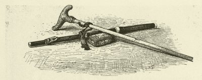 Flauta, cana e caixa de rapé de Frederico o Grande (gravura) de German School