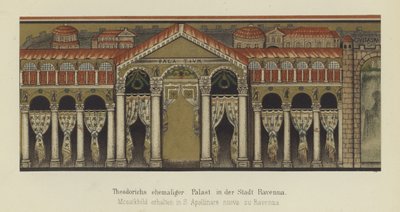 Antigo palácio de Teoderico o Grande, Rei dos Ostrogodos, em Ravena, Itália (cor litho) de German School