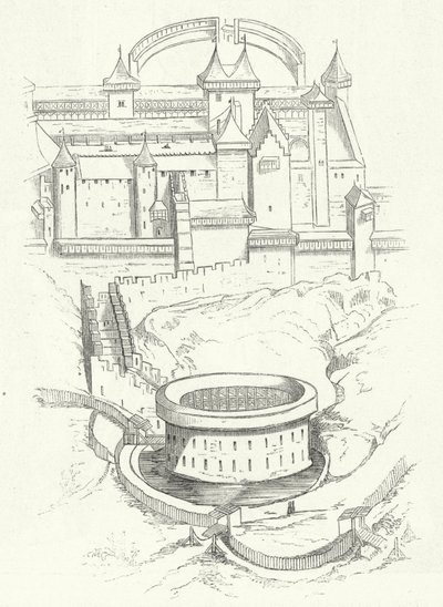 Fortificações de Carcassonne, França (gravura) de German School