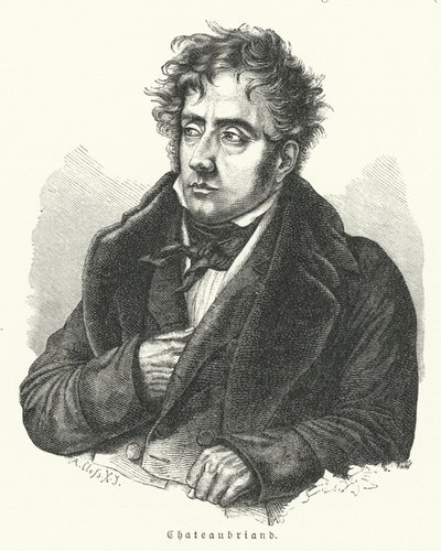 François-Rene de Chateaubriand, romancista, político, diplomata e historiador francês (litho) de German School